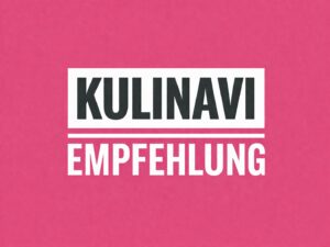KULINAVI Empfehlung Grafik auf pinkem Hintergrund, minimalistisch gestaltet